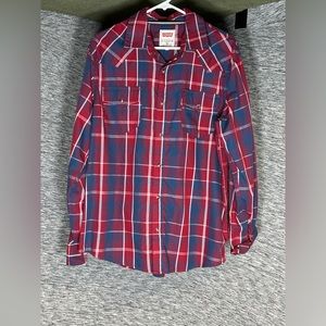 Plaid western Levi’s button down medium shirt